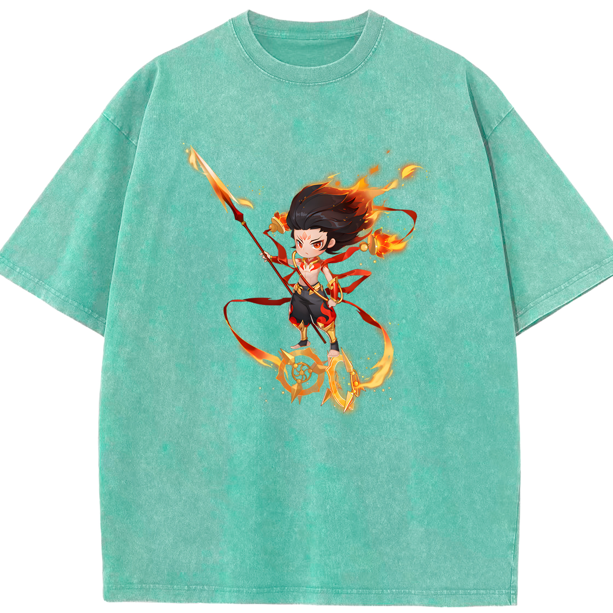 （画像用） Ne Zha 2 ナタ 魔童の大暴れ 綿100% ヴィンテージ風 半袖Tシャツ（フロントプリント）